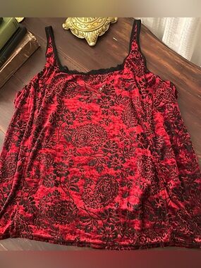 Velvet Red Burnout Lace Cami Top Whimsigoth AVENUE BODY Size 26/28